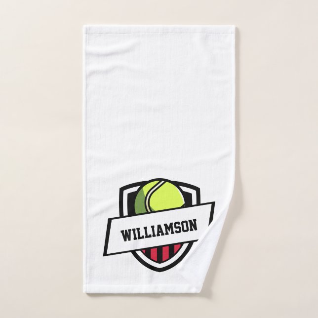 Thème de tennis Monogramme Nom Tennis Ball (Serviette à main)