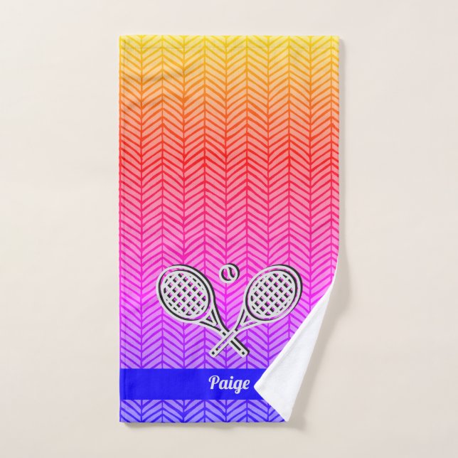 Thème de tennis Monogramme Nom Tennis Ball Main To (Serviette à main)
