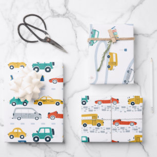 Thème de transport papier d'enveloppement d'anniv