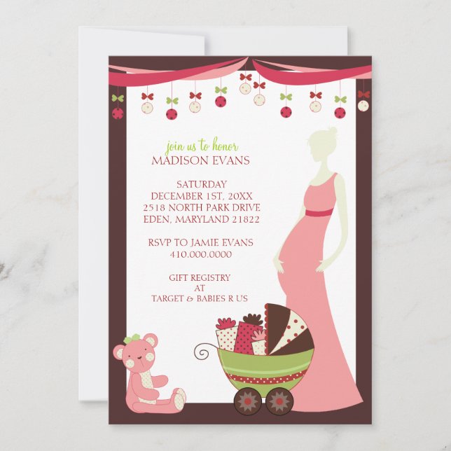 Thème de vacances Baby Shower Invitations {Baby Gi (Devant)