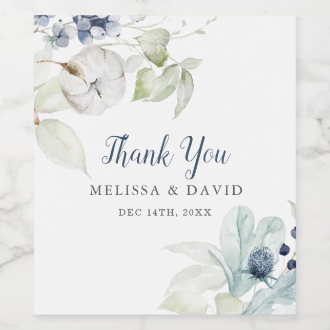 Thème d'hiver romantique Stickers Mariage Merci (Étiquettes simples)