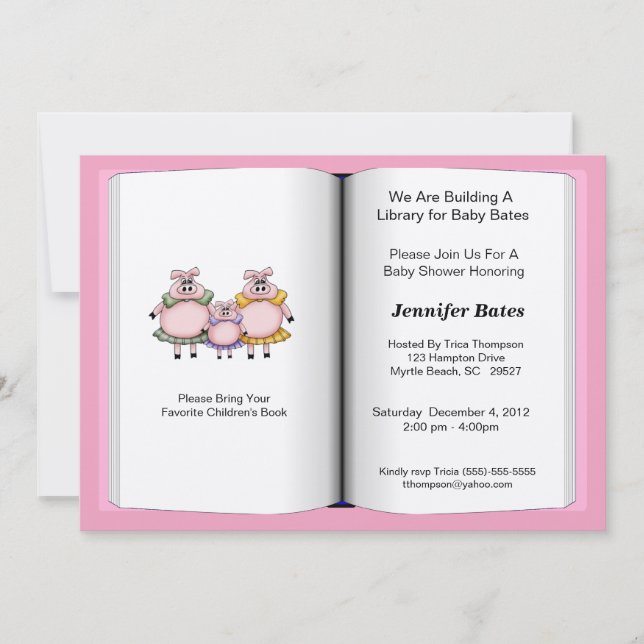 Thème du livre Baby shower Invitation (fille) (Devant)
