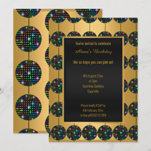 THÈME DU PARTI DISCO OR TOUTE OCCASION INVITATION