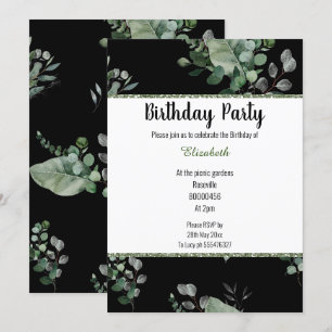 THÈME DU PRINTEMPS BOTANIQUE NOIR INVITATION ANNIV