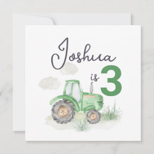 Thème du tracteur 13,3cm x 13,3cm Invitation
