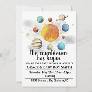 Thème Espace Bébé Douche Invitations