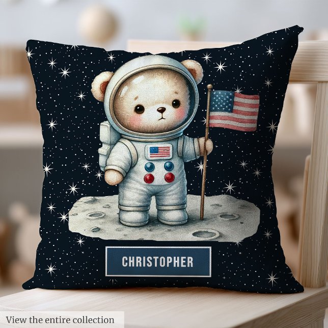 Thème Espace Teddy Ours Coussin Personnalisé Baby (Space Theme Teddy Bear Pillow Personalized Baby Boy)