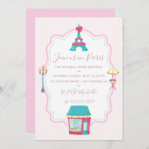Thème Fille Pink Paris Invitation fête d'anniversa