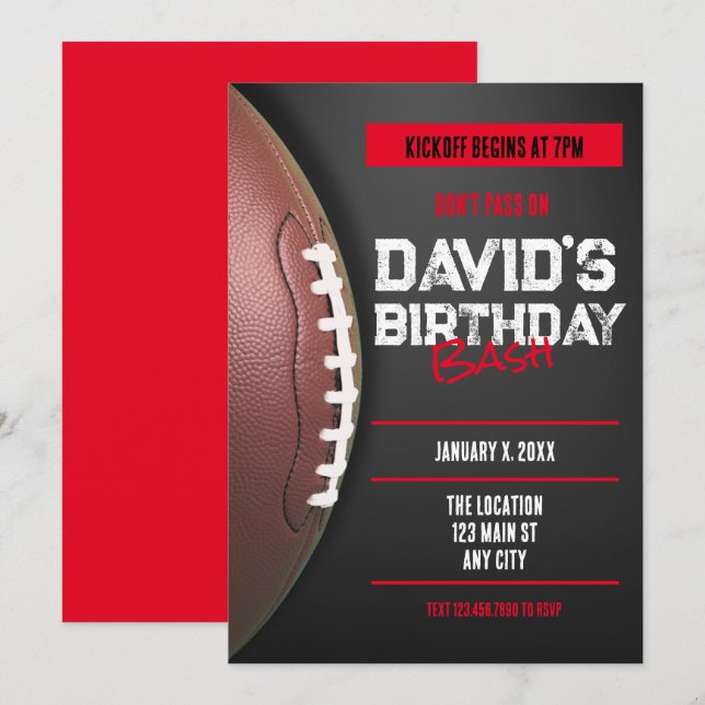 Thème Football Anniversaire Invitation (Devant / Derrière)