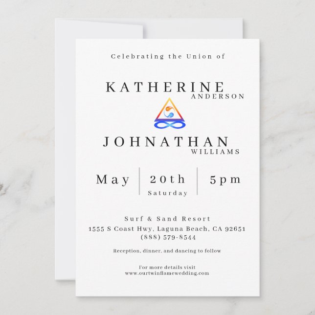 Theme für Zweiflammhochzeiten - Einladung (Vorderseite)