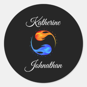 Theme für Zweiflammhochzeiten - Runder Aufkleber