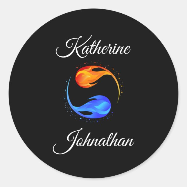 Theme für Zweiflammhochzeiten - Runder Aufkleber (Vorderseite)