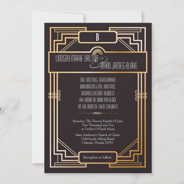 Thème Gatsby Faire-part de mariage 5x7 (Devant)