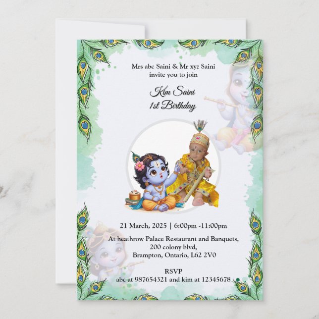 THÈME KRISHNA INVITATION ANNIVERSAIRE (Devant)