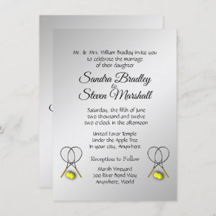 Thème Mariage de tennis Invitations Argent