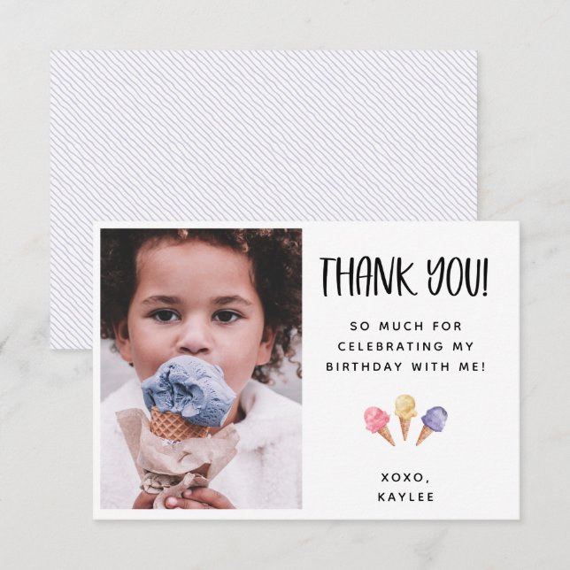Thème Merci Carte photo de crème glacée (Devant / Derrière)