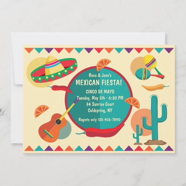Thème mexicain Cinco de Mayo Party Invitation (Devant)