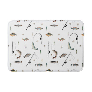 Theme-Muster für Fische mit Angelruten Badematte
