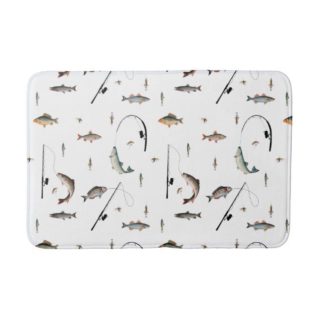 Theme-Muster für Fische mit Angelruten Badematte (Vorderseite)