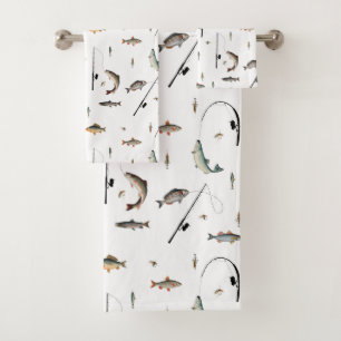 Theme-Muster für Fische mit Angelruten Badhandtuch Set