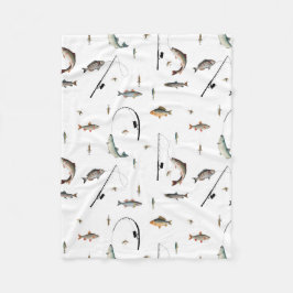 Theme-Muster für Fische mit Angelruten Fleecedecke