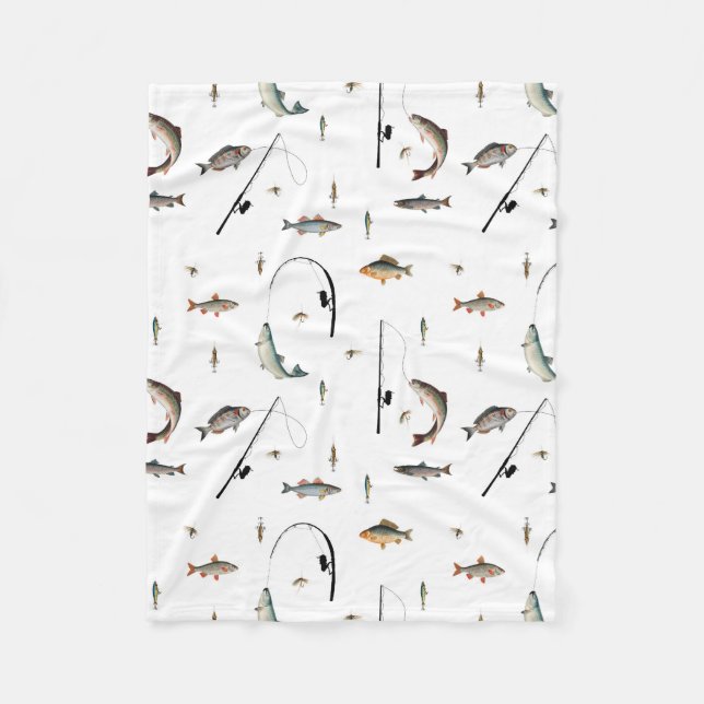 Theme-Muster für Fische mit Angelruten Fleecedecke (Vorderseite)