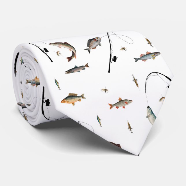 Theme-Muster für Fische mit Angelruten Krawatte (Gerollt)