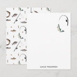 Theme-Muster für Fische mit Angelruten Mitteilungskarte