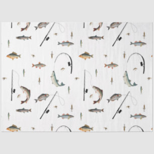 Theme-Muster für Fische mit Angelruten Seidenpapier