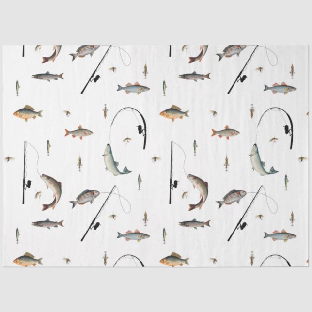 Theme-Muster für Fische mit Angelruten Seidenpapier (Vorderseite)