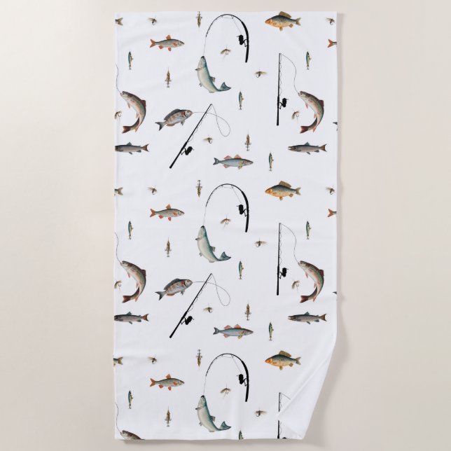 Theme-Muster für Fische mit Angelruten Strandtuch (Vorderseite)