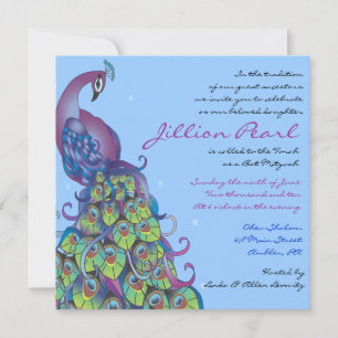 Thème Peacock Bat mitzvah Invitation Invitation bl