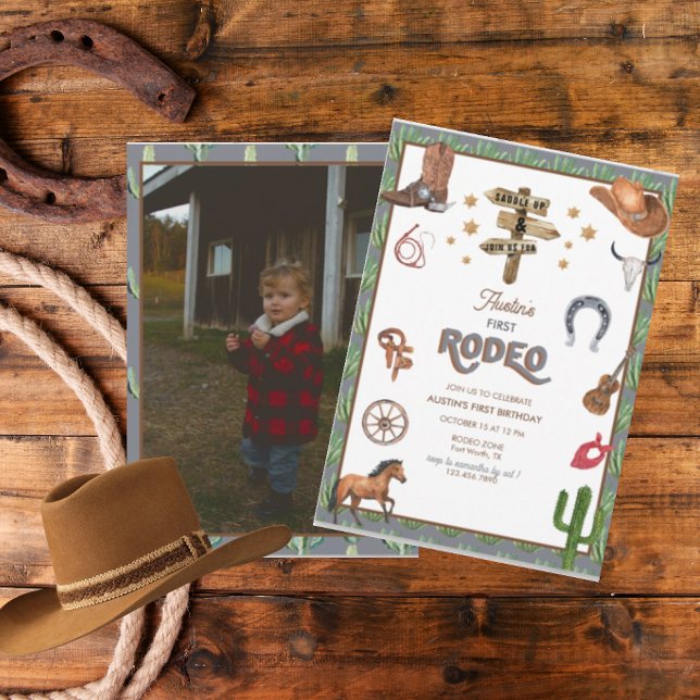 Thème Rodeo | 1er anniversaire Invitations (Créateur téléchargé)