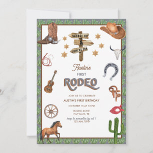 Thème Rodeo   1er anniversaire Invitations