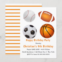 Thème Sport 9e anniversaire Invitations