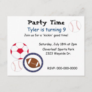 Thème Sport Anniversaire Fête Invitation