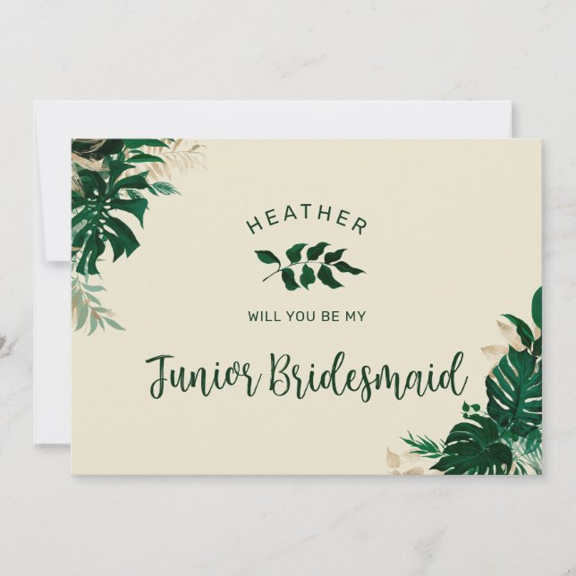 Thème Tropical tendance Jr. Bridesmaid Carte de pr (Devant)