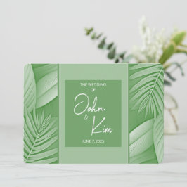 Thème vert tropical Faire-part de mariage horizont