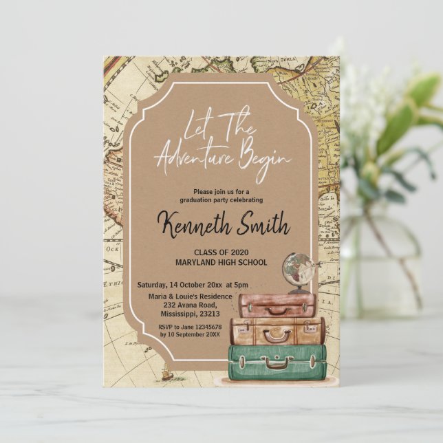 Thème Voyage Graduation Party Invitation (Debout devant)