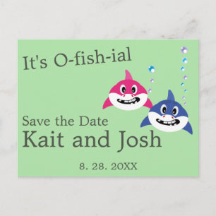 Theme Wedding Fish Funny Hai speichern Datum Postkarte
