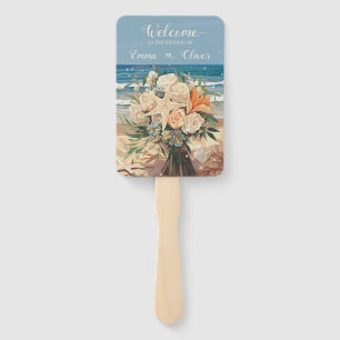 Theme Wedding Program Set of Fans zum Thema Seasid Fächer