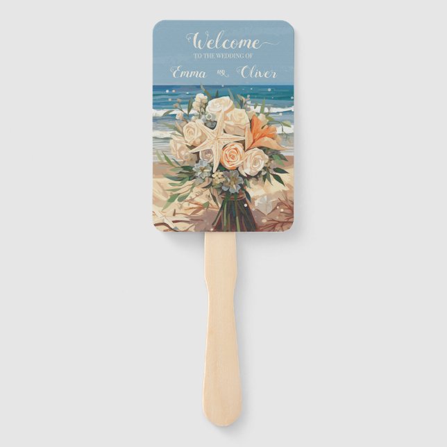 Theme Wedding Program Set of Fans zum Thema Seasid Fächer (Rückseite)