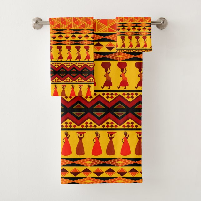 Themed African Tribal Muster Handtuch Set (Insitu)