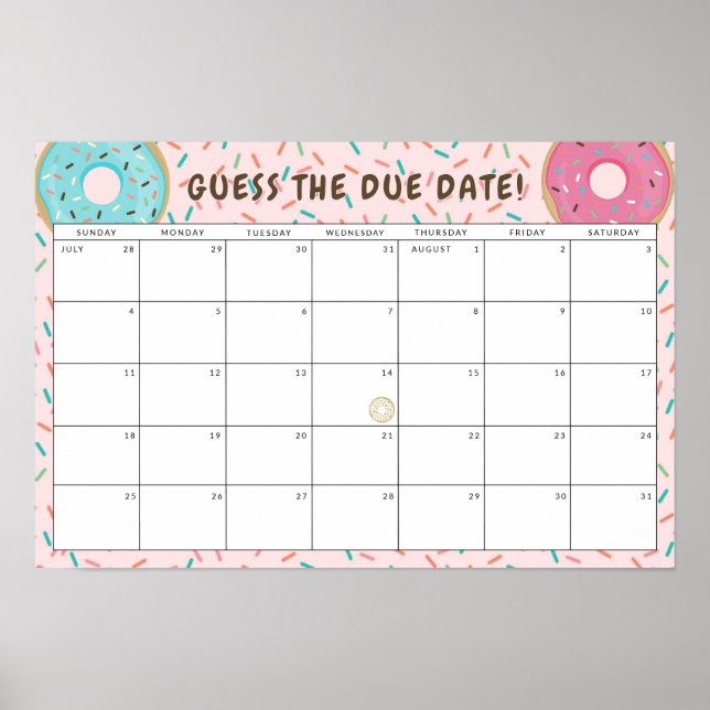 Themed Baby Shower schätzen den Fälligkeitsdatum Poster (Vorne)