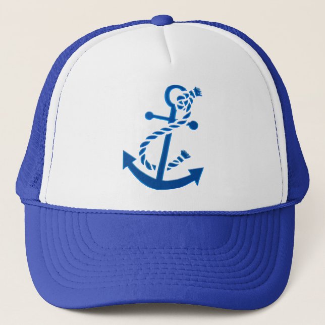 Themed Marine Anchor Nautical Marine des Blue Ship Truckerkappe (Vorderseite)