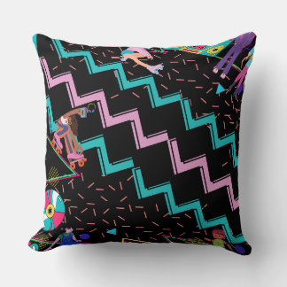 Themed Throw Kissen der 90er Jahre / Wiggly Lines 