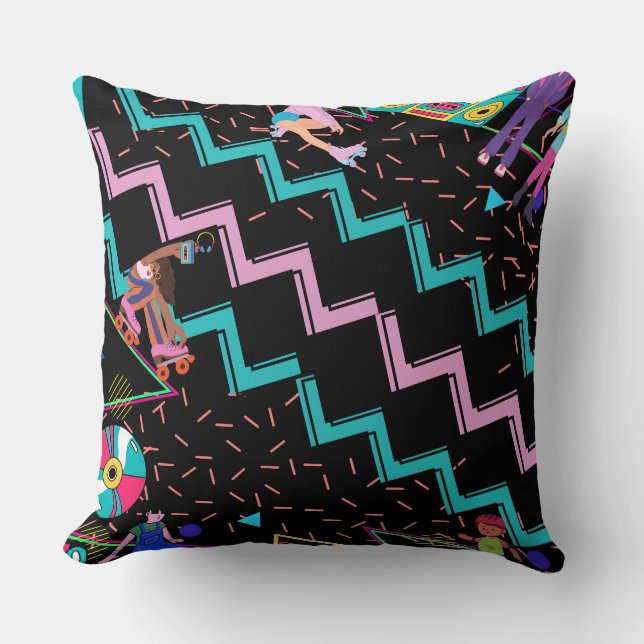 Themed Throw Kissen der 90er Jahre / Wiggly Lines  (Vorderseite)