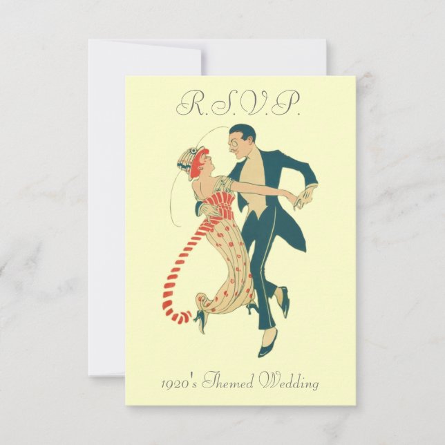 Themed Wedding R.S.V.P.-Karten der 20er Jahre RSVP Karte (Vorderseite)