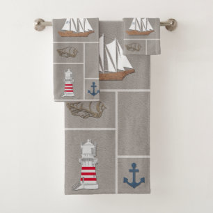 Themenorientierte nautischillustration badhandtuch set