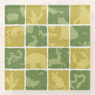 themenorientiertes Muster des Zoos Glasuntersetzer